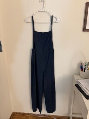 Dark Blue Denim Wide-Leg Women's Overalls